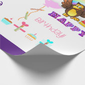 Papier Cadeau Joyeux hibou de papier d'enveloppement d'anniversa (Coin)