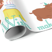 Papier Cadeau Joyeux hippo d'anniversaire ! (Coin rond)