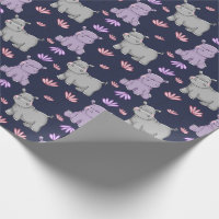 Joyeux hippopotames et fleurs