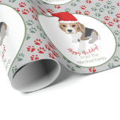 PAPIER CADEAU JOYEUX HOWLIDAYS CUTE XMAS PUPPY PAWPRINTS (Coin rond)