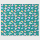 Papier Cadeau Joyeux Jardin des éléphants avec Parapluies Fleurs (Plat)