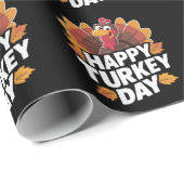 Papier Cadeau Joyeux Jour de la Turquie Jour de l'Action de grâc (Coin rond)