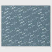 Papier Cadeau Joyeux Jour de l'An Golden Script Blue Celesty Gre (Plat)