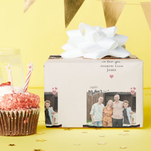 Papier Cadeau Joyeux jour de mère nous t'aimons (Fête d'anniversaire)