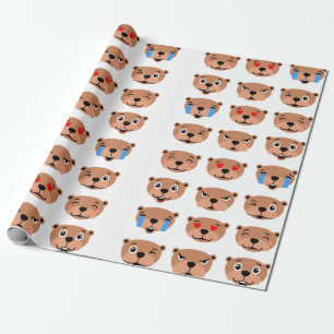 Papier Cadeau joyeux jour des marmottes mignonnes émoji kawaii