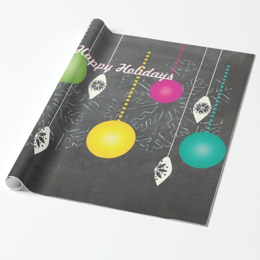 Papier Cadeau Joyeux Jours de Noël Tableau noir papier d'envelop (Déroulé)