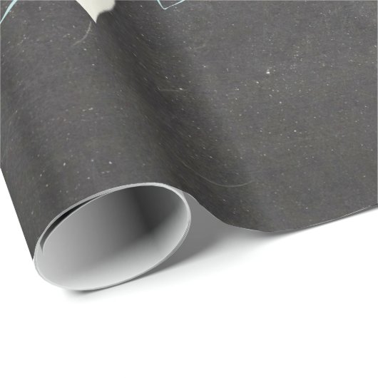 Papier Cadeau Joyeux Jours de Noël Tableau noir papier d'envelop (Coin rond)