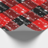 Papier Cadeau Joyeux jours fériés Buffalo Plaid Papier à envelop (Coin)