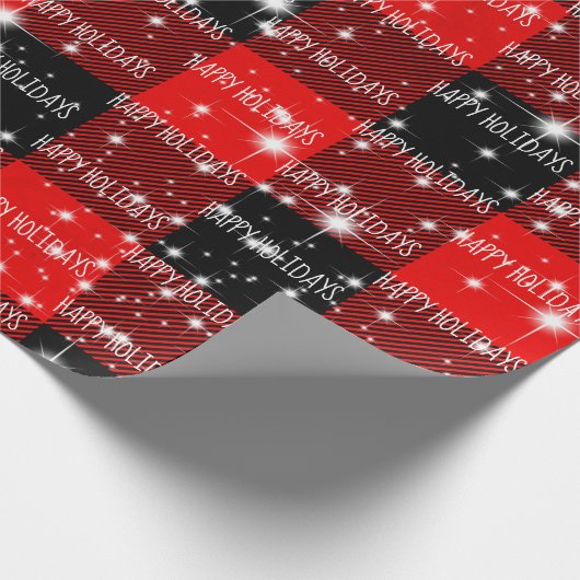 Papier Cadeau Joyeux jours fériés Buffalo Plaid Papier à envelop (Coin)