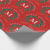 Papier Cadeau Joyeux Joyeux Jours Personnalisés Monogramme Rouge (Coin)