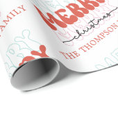 Papier Cadeau Joyeux Joyeux Joyeux Noël Nom de famille (Coin rond)