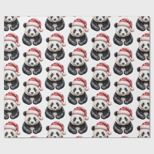 Papier Cadeau Joyeux Joyeux Noël mignon Motif Panda Bear (Plat)