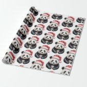 Papier Cadeau Joyeux Joyeux Noël mignon Motif Panda Bear (Déroulé)