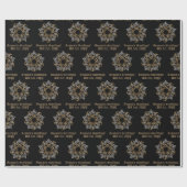 Papier Cadeau Joyeux Joyeux Noir d'or (Plat)