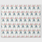 Papier Cadeau Joyeux Knitmas Fils de Noël Arbre Tricot Fête (Plat)