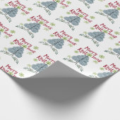 Papier Cadeau Joyeux Knitmas Fils de Noël Arbre Tricot Fête (Coin)