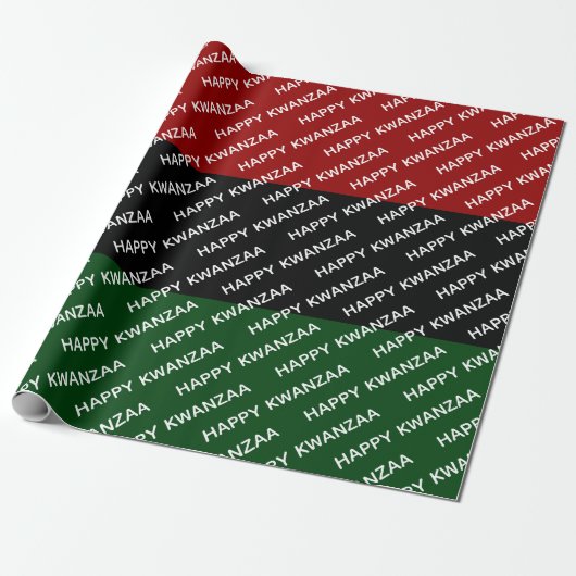 Papier Cadeau Joyeux Kwanzaa rouge noir vert panafricain (Déroulé)