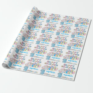 Papier Cadeau Joyeux lapin de Pâques et oeufs -
