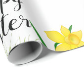 Papier Cadeau Joyeux lapin de Pâques et panier de vacances (Coin rond)