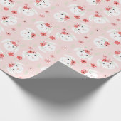 Papier Cadeau Joyeux Lapin de Pâques Fleur Couronne rose (Coin)