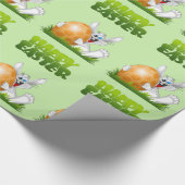 Papier Cadeau Joyeux lapin fou de Pâques (Coin)