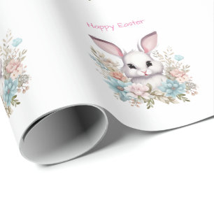 Papier Cadeau Joyeux lapin lapin de Pâques Floral