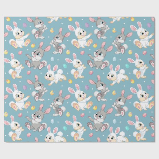 Papier Cadeau Joyeux lapins (Plat)