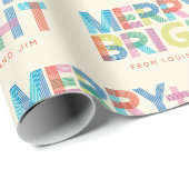 Papier Cadeau Joyeux Lins + Bright holiday typography (Coin rond)