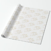 Papier Cadeau Joyeux & Lumineux Or Script Noël (Déroulé)