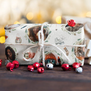 Papier Cadeau Joyeux moments d'hiver   Photos de famille Noël