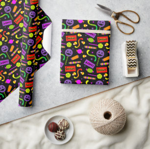Papier Cadeau Joyeux Motif de bonbons Halloween