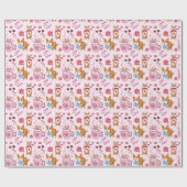 Papier Cadeau Joyeux Motif de la Saint Valentin de Corgi (Plat)