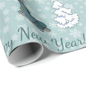 Papier Cadeau Joyeux motif de Noël (Coin rond)