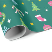 Papier Cadeau Joyeux motif de Noël (Coin rond)