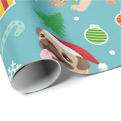 Papier Cadeau Joyeux Motif de Noël Carlin (Coin rond)