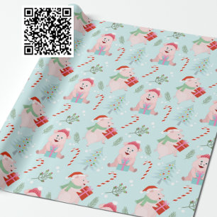 Papier Cadeau Joyeux Motif de Noël des cochons