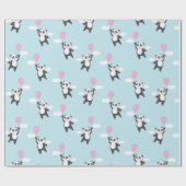 Papier Cadeau Joyeux Motif de Panda volant (Plat)