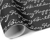 Papier Cadeau Joyeux Motif de police de script d'anniversaire no (Coin rond)