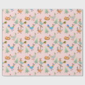 Papier Cadeau Joyeux Motif de poulets de Noël (Plat)
