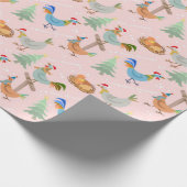 Papier Cadeau Joyeux Motif de poulets de Noël (Coin)
