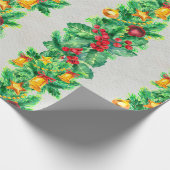 Papier Cadeau Joyeux motif sans couture de Noël avec guirlandes. (Coin)