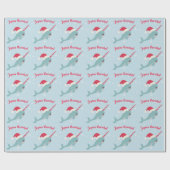 Papier Cadeau Joyeux Narwhal baleine pun Joyeux Noël (Plat)
