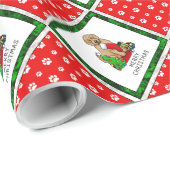 Papier Cadeau Joyeux Noël 2 Goldendoodle (rouge doré) mignonne (Coin rond)