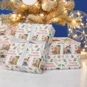 Papier Cadeau Joyeux Noël 2 Photos Doodles de Noël