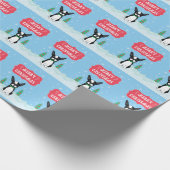 Papier Cadeau Joyeux Noël à Boston Terrier (Coin)