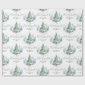 Papier Cadeau Joyeux Noël à l'écriture moderne de pin (Plat)