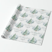 Papier Cadeau Joyeux Noël à l'écriture moderne de pin (Déroulé)