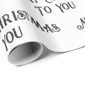 Papier Cadeau Joyeux Noël à vous Black and White Festive (Coin rond)