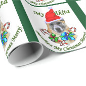 Papier Cadeau Joyeux Noël Akita (Coin rond)