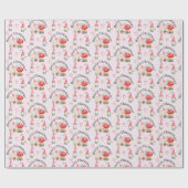 Papier Cadeau Joyeux Noël Aquarelle Gnomes Et Champignons (Plat)